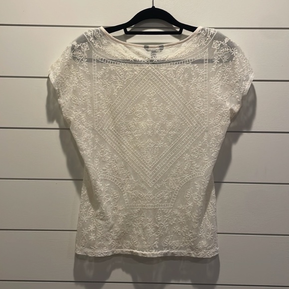 Lauren Ralph Lauren Cream Lace Tee Blouse - Picture 3 of 3